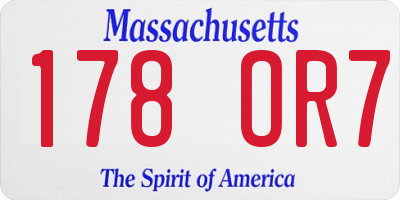 MA license plate 178OR7