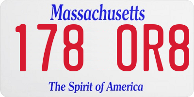 MA license plate 178OR8