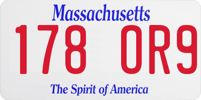MA license plate 178OR9