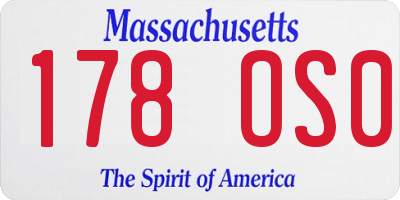 MA license plate 178OS0