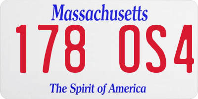 MA license plate 178OS4