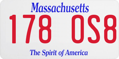 MA license plate 178OS8