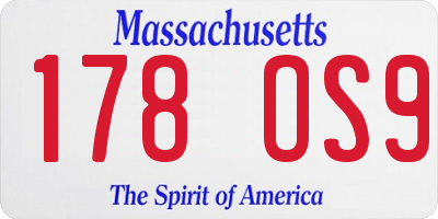 MA license plate 178OS9