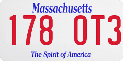 MA license plate 178OT3