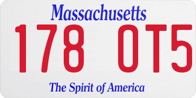 MA license plate 178OT5