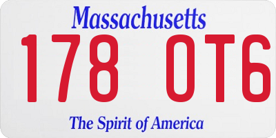 MA license plate 178OT6