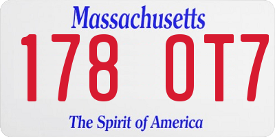 MA license plate 178OT7