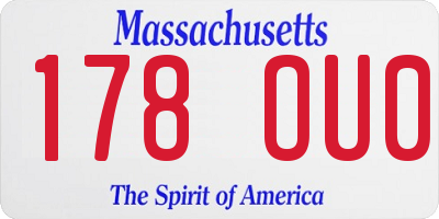 MA license plate 178OU0