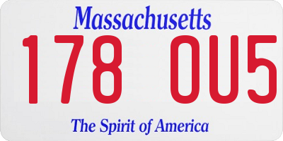 MA license plate 178OU5