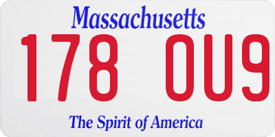 MA license plate 178OU9