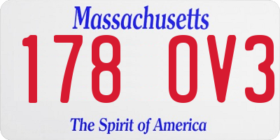 MA license plate 178OV3
