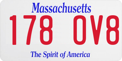 MA license plate 178OV8