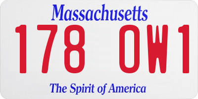 MA license plate 178OW1