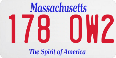 MA license plate 178OW2