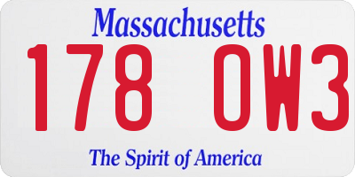 MA license plate 178OW3