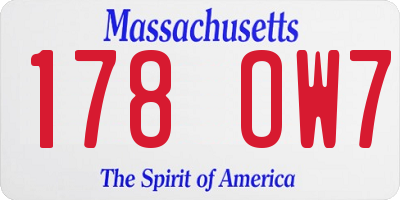 MA license plate 178OW7