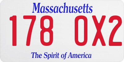 MA license plate 178OX2