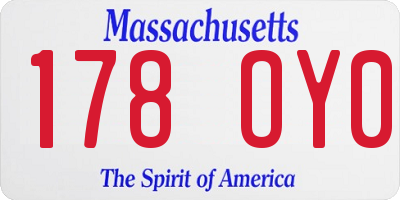 MA license plate 178OY0