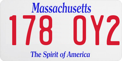 MA license plate 178OY2