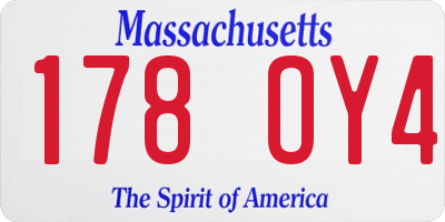 MA license plate 178OY4