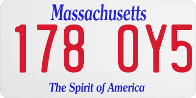 MA license plate 178OY5