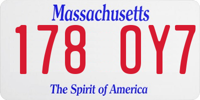 MA license plate 178OY7