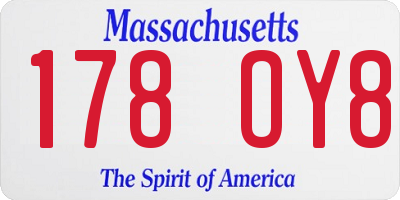 MA license plate 178OY8