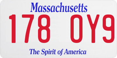 MA license plate 178OY9