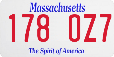 MA license plate 178OZ7