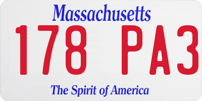 MA license plate 178PA3