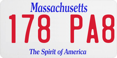 MA license plate 178PA8