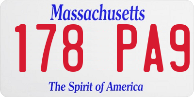 MA license plate 178PA9