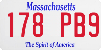 MA license plate 178PB9