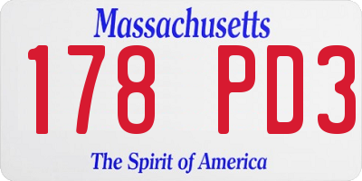 MA license plate 178PD3