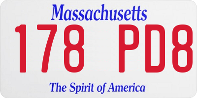 MA license plate 178PD8