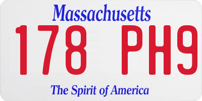 MA license plate 178PH9