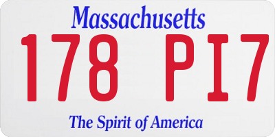 MA license plate 178PI7