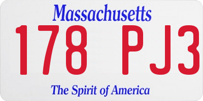 MA license plate 178PJ3
