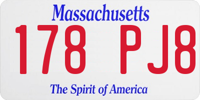 MA license plate 178PJ8
