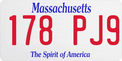 MA license plate 178PJ9