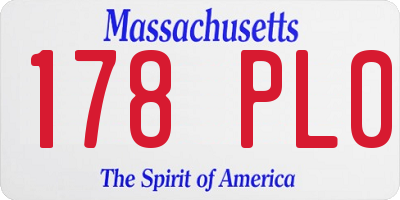 MA license plate 178PL0