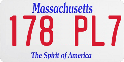MA license plate 178PL7