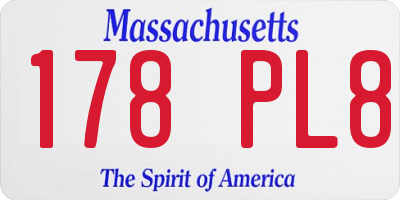 MA license plate 178PL8