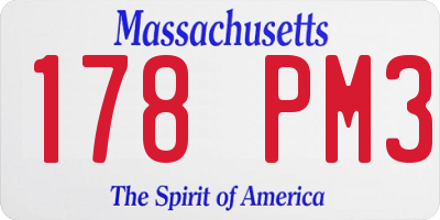 MA license plate 178PM3