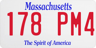MA license plate 178PM4