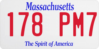 MA license plate 178PM7