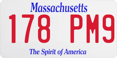 MA license plate 178PM9