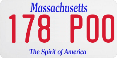 MA license plate 178PO0