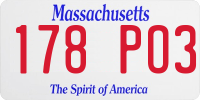 MA license plate 178PO3
