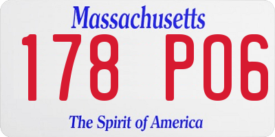 MA license plate 178PO6